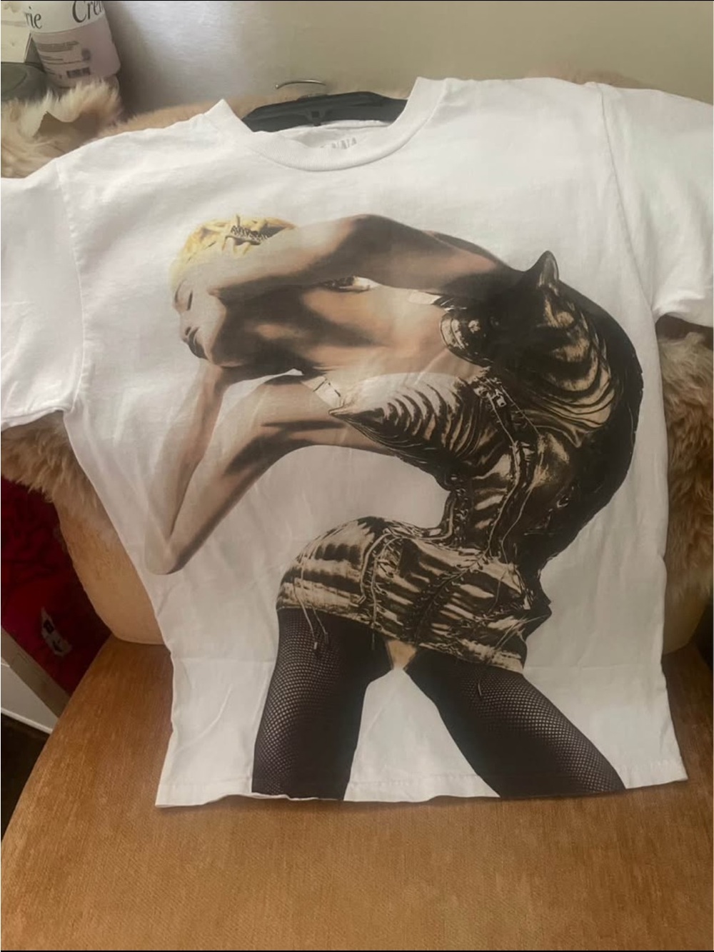 White Graphic Tee with Vintage Fashion Print